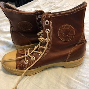 Brown Leather High Top Converse